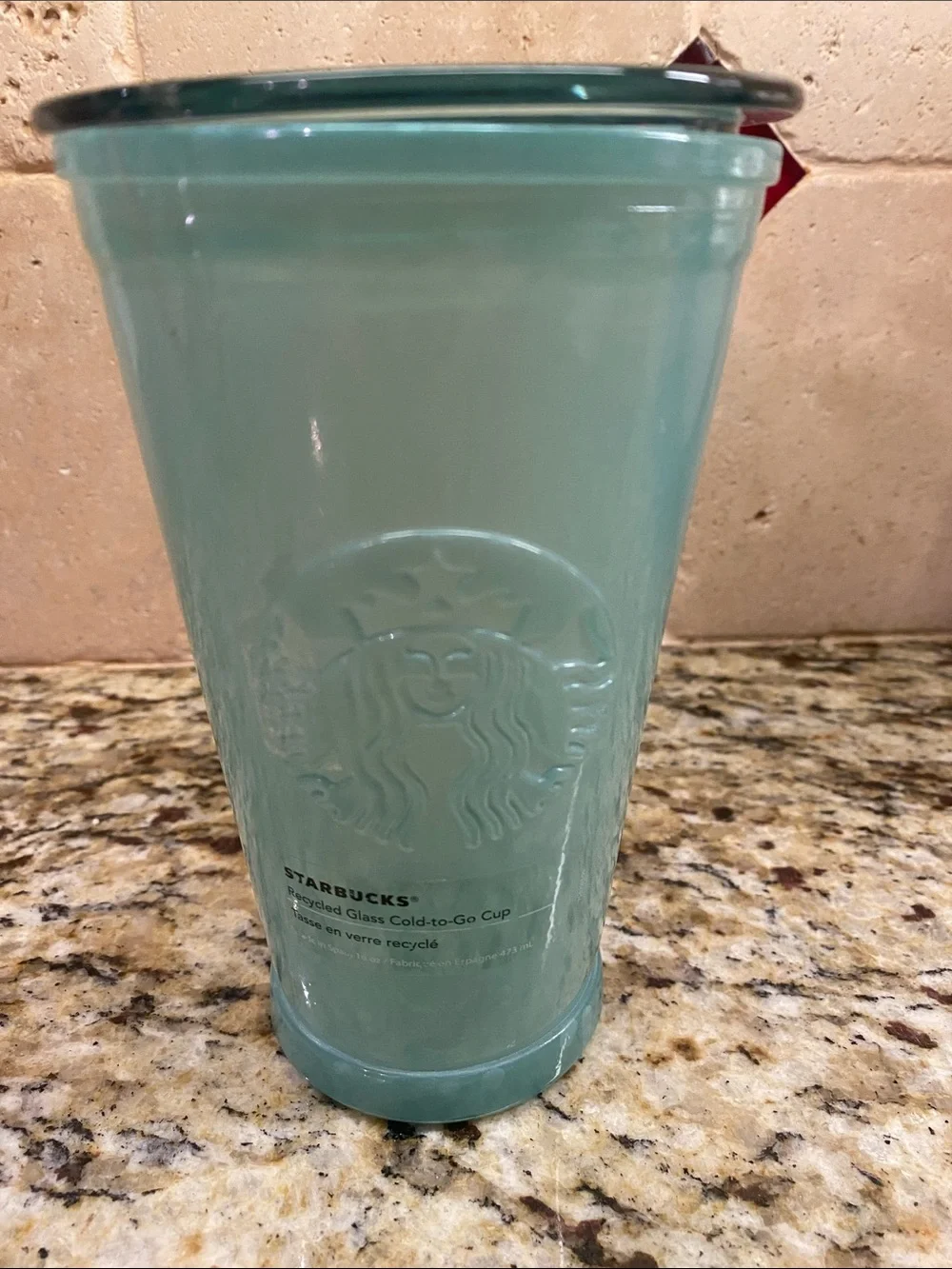 Starbucks RecyGreen Glass Tumbler With Lid, 16oz Glass Cold Beverage